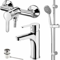 Set zola mitigeurs lavabo et douche + colonne et douchette 5 jets - W7