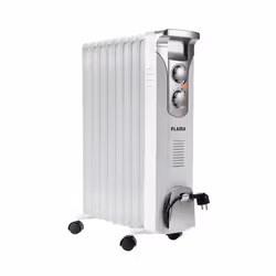 Flama 2362FL, Chauffage électrique à bain d’huile, Huile, Intérieure, Sol, Argent, Blanc, Rotatif