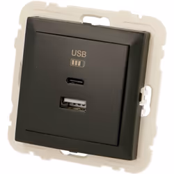Prise d'alimentation pour tablette et smartphone noire. Montage encastré ou en saillie, par vis ou par griffes (incluses). A  ...