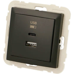 Efapel - Prise chargeur usba+c double noire Logus 90