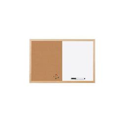 Bi-office - Tableau mixte Liège/Blanc laqué magnétique cadre bois 40 x 60 cm