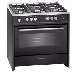 Meireles G 910 BL, Cuisinière, Noir, Boutons, Rotatif, Acier inoxydable, En haut devant, Électronique