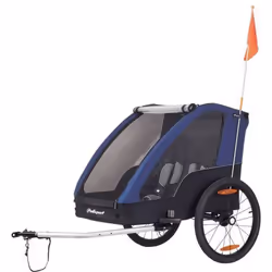 Remorque vélo enfant - Polisport - 2 places - Couverture - Gris-Bleu - Roues 20 pouces