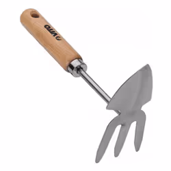 Serfouette 3 dents et panne pointue VITO. Dimensions 70 x 150 x 255 mm. Poids 0.22 kg. Outil de jardin avec manche en bois ro ...