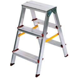 Vito - Escabeau en aluminium 2 x 3 marches Charge 150 kg Hauteur 0,65 m Fabriqué en Europe