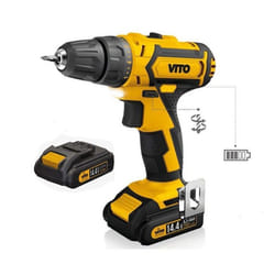 Perceuse sans fil 144 V 2 batteries lithium 2 Ah Chargeur rapide 1h LED et indicateur de charge VITO