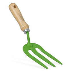 Rateau de jardin 3 dents Outil de jardin Acier et manche bois de hêtre Vito
