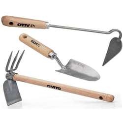 Kit 3 outils de jardin Manche bois Inox et Fer forgés à la main Haute qualité Vito