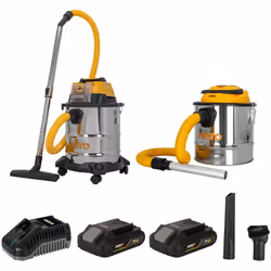 Le pack d'aspirateurs sans fil eau et poussières et aspirateur de cendres VITO vous est proposé avec son système de charge ra ...
