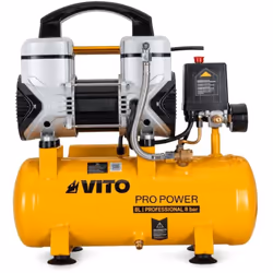 Le Compresseur d'air portatif et silencieux sans huile VITO est doté d'une cuve de 8 litres et d'un moteur électrique de 1.5C ...