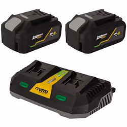 Le Pack 2 Batteries Lithium 20V 4Ah + Chargeur double 20V est la solution idéale pour alimenter vos outils de la gamme VITO E ...