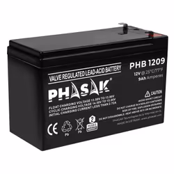 Phasak PHB 1209, Sealed Lead Acid (VRLA), 12 V, 1 pièce(s), Noir, 9 Ah, 9 VAh