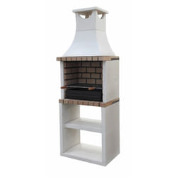 Barbecue préfabriqué à bois et charbon en béton réfractaire modèle Nola Plus Deluxe (Beige, Réfractaire - 70 x 47 x 221 cm) ref: M00211 - Cuisine