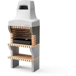 Barbecue préfabriqué à bois et charbon de bois en béton réfractaire modèle Bailen Plus (Gris, Orange - 86,5 x 58 x 220 cm) ref: M00354 - Barbecue