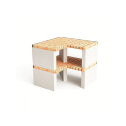 Module d'angle Nazca pour Barbecue en Béton Préfabriqué (Blanc - 95 x 95 x 95 cm) - Usage Extérieur - Movelar