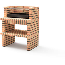Barbecue préfabriqué à bois et charbon en béton réfractaire modèle Luxor Short (Gris, Orange - 93 x 70 x 120 cm) ref: 3518 - Cuisine extérieure