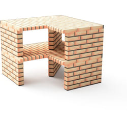 Module Angle Luxor pour Barbecue en Béton Préfabriqué (Gris, orange - 112 x 112 x 112 cm) - Usage Extérieur - Movelar