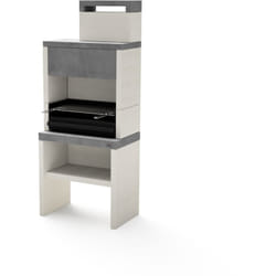 Tuozi - Barbecue fixe pour bois et charbon modèle plan 1 max (Gris/Blanc - 78 x 47 x 192 cm) ref: 8041 - Format xl, parfait extérieur