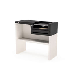 Tuozi - Barbecue fixe pour bois et charbon modèle plana plegada corta (Blanc/Noir - 118 x 50 x 93 cm) ref: 8050 - Compact et pliable