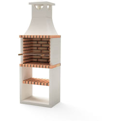 Barbecue préfabriqué à bois et charbon en béton réfractaire modèle Nola Plus (Beige, Orange - 70 x 47 x 221 cm) ref: M00138 - Cuisine extérieure pour