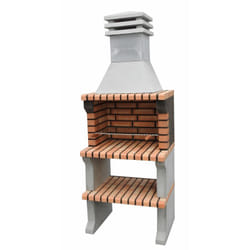 Movelar - Barbecue préfabriqué à bois et charbon de bois en béton réfractaire modèle Liz xl (Gris, Orange - 76 x 58 x 210 cm) ref: 3412/3 - Barbecue