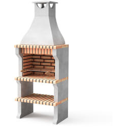 Barbecue préfabriqué à bois et charbon de bois en béton réfractaire modèle Alcoa xl (Gris, Orange - 86,5 x 58 x 225 cm) ref: 3413/4 - Barbecue de