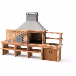 Barbecue en briques MOVELAR Luxor Royal Gourmet REF : 3512/2 en béton réfractaire gris et brique orange clair. Comprend une g ...