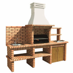 Movelar - Barbecue préfabriqué à bois et charbon de bois en béton réfractaire modèle Luxor Royal (Gris, Orange - 277 x 70 x 262 cm) ref: 3521/1