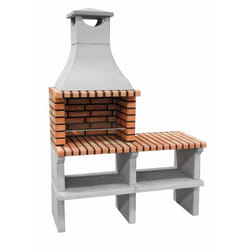Barbecue préfabriqué à bois et charbon en béton réfractaire modèle Sines xl (Gris, Orange - 144 x 58 x 200 cm) ref: 3530/2 - Cuisine extérieure pour