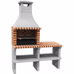 Barbecue en briques MOVELAR Sines XL REF: 3530/3 en béton réfractaire gris et brique orange clair. Il comprend une grille gal ...