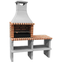Barbecue préfabriqué à bois et charbon en béton réfractaire modèle Sines xl (Gris, Orange - 144 x 58 x 200 cm) ref: 3530/3 - Cuisine extérieure pour