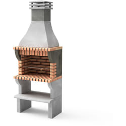 Barbecue préfabriqué à bois et charbon en béton réfractaire modèle Maipu xl (Gris, Orange - 86,5 x 58 x 245 cm) ref: 3531/2 - Cuisine extérieure avec