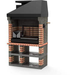 Movelar - Barbecue préfabriqué à bois et charbon en béton réfractaire modèle Pan America Plus xl (Gris, Beige - 120 x 70 x 220 cm) ref: 3550/1