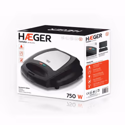 Haeger gaufrier et appareil à croque-monsieur 750 W Noir, Acier