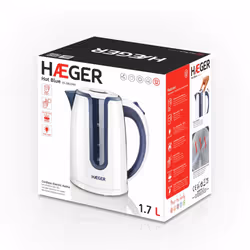 Haeger EK-22B.018A bouilloire 1,7 L 2200 W Bleu, Blanc