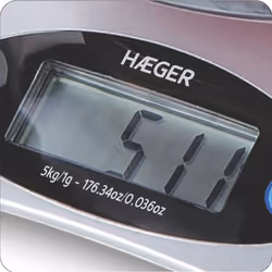 Haeger KS-05B.002B escabeaux de cuisine Acier inoxydable Rectangle Balance de ménage électronique