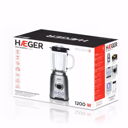 Haeger LQ-120.006A blender 1,75 L Mélangeur de table 1200 W Noir, Acier inoxydable, Transparent