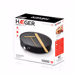 Haeger MC-100.001A appareil à crêpes 1 crèpe(s) 1000 W Noir, Acier inoxydable