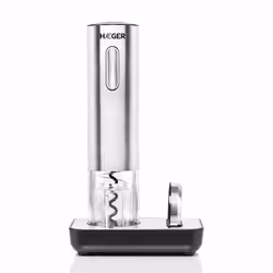 Haeger WO-0SC.006A, Tire-bouchon électrique, Noir, Argent, Transparent, Acier inoxydable, 50 mm, 50 mm, 220 mm