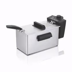 Haeger DF-3ES.017A, Friteuse, 3 L, 190 °C, Noir, Acier satin, Rotatif, Acier inoxydable