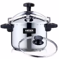 Haeger PC-6SS.019A, 6 L, Vitrocéramique, Electrique, Gaz, Induction, Acier inoxydable, 22 cm, Acier inoxydable, Noir