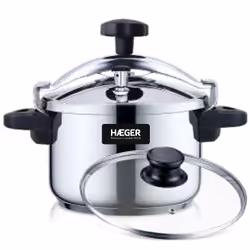 Haeger PC-8SS.020A, 8 L, Vitrocéramique, Electrique, Gaz, Induction, Acier inoxydable, 24 cm, Acier inoxydable, Noir