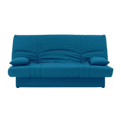 Dream Banquette clic clac 3 places - Tissu bleu canard - Slyle contemporain - l 190 x P92 cm