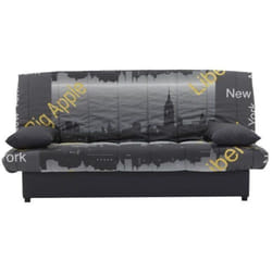 MILA Banquette clic clac 3 places - Motif New York jaune - Slyle contemporain - L 190 x P92 cm