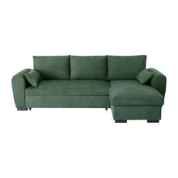 Canapé d'angle convertible réversible soro - Méridienne avec coffre - Tissu vert foret - l 240 x p 143 x h 85 cm