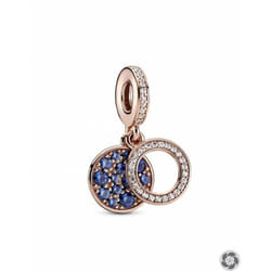 Pandora Perle de verre Femme SPARKLING PINK DISC DOUBLE DANGLE