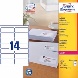 Avery L7163-100, Blanc, Rectangle aux angles arrondis, Permanent, DIN A4, Papier, Laser