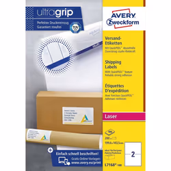 Avery L7168-100 étiquette auto-collante Rectangle Permanent Blanc 200 pièce(s)