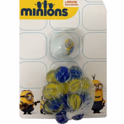 Set de billes et un calot Minions En verre Ne convient pas aux enfants de moins de 3 ans Diamètre des billes : 1 cm Diamètre  ...