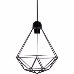 Suspension au design moderne et graphique avec un abat-jour en métal noir vernis. Étant donné que la source lumineuse est vis ...